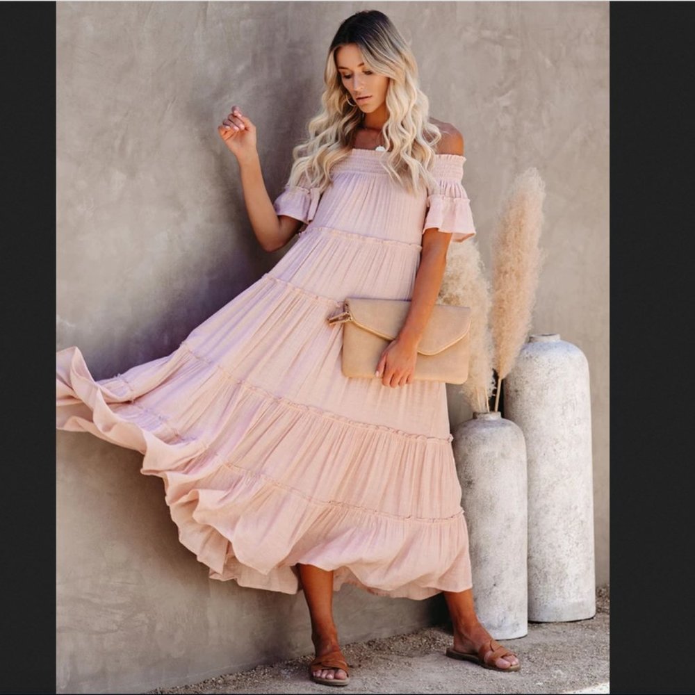 VICI confident tiered off the shoulder dress